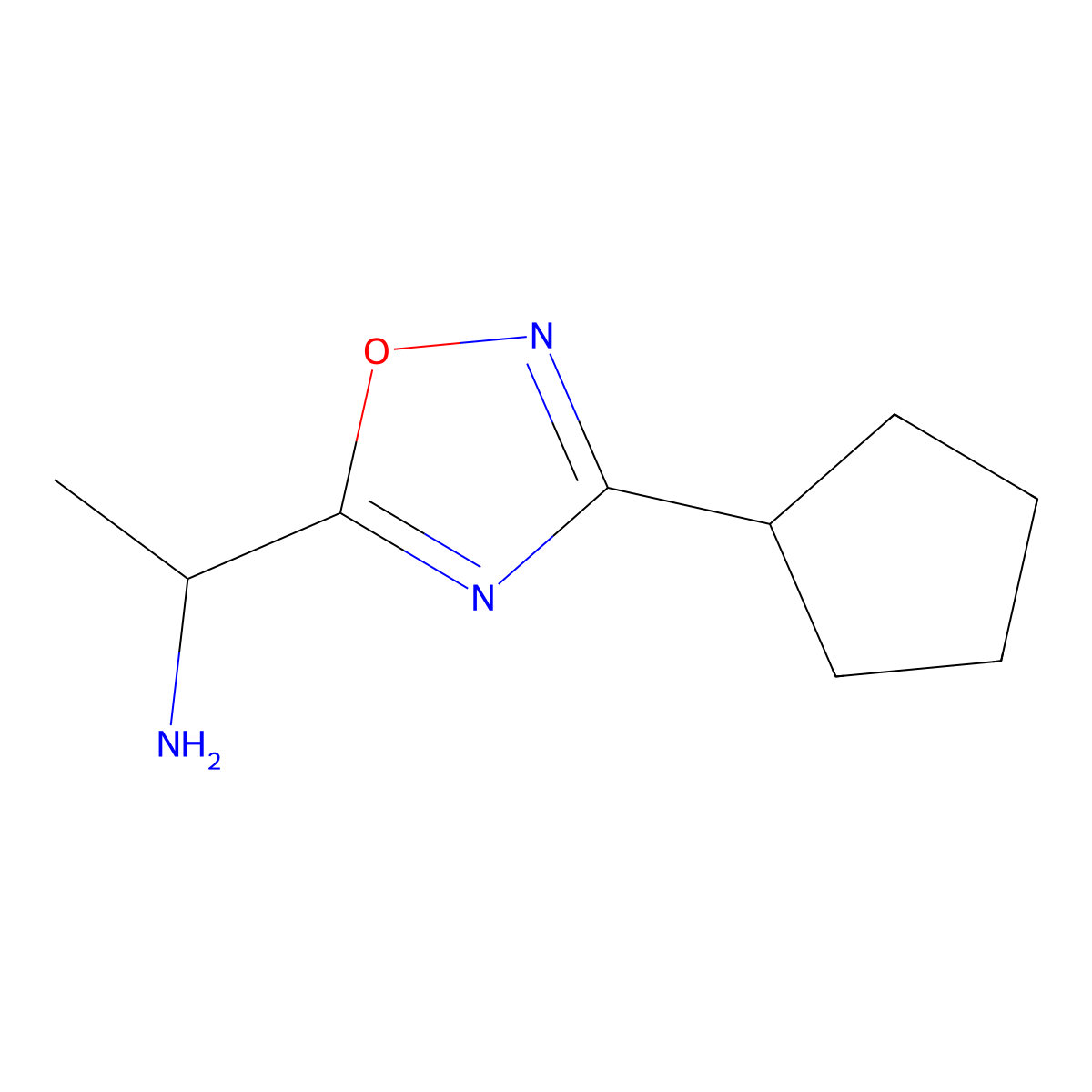 1-(3-Cyclopentyl-1,2,4-oxadiazol-5-yl)ethan-1-amine molecular structure, CAS 1178637-06-3
