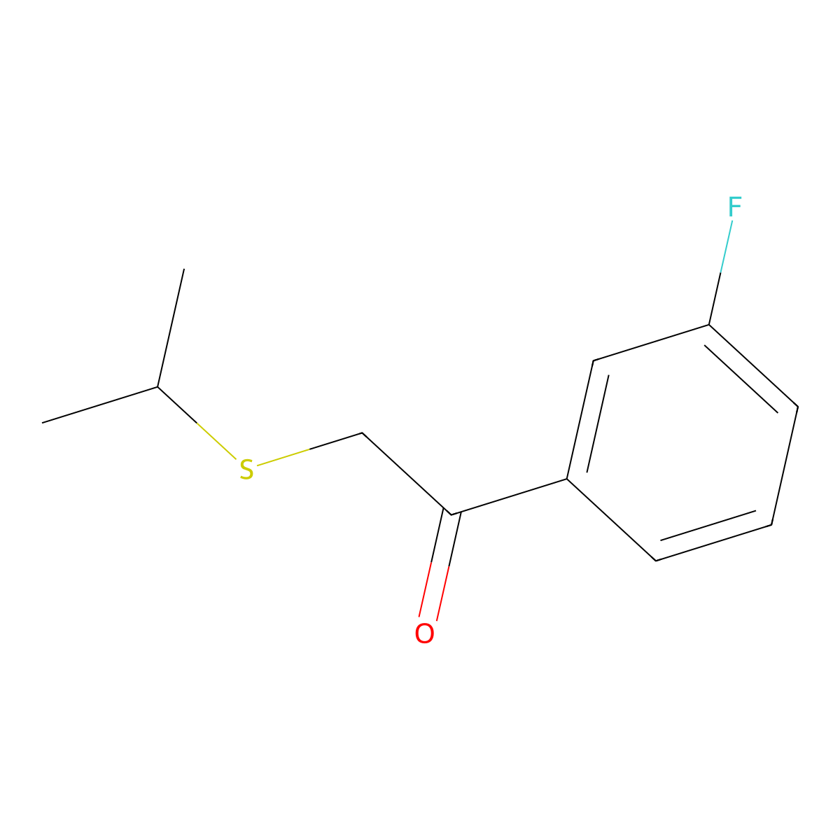 1-(3-Fluorophenyl)-2-(isopropylthio)ethan-1-one molecular structure, CAS 1178645-35-6