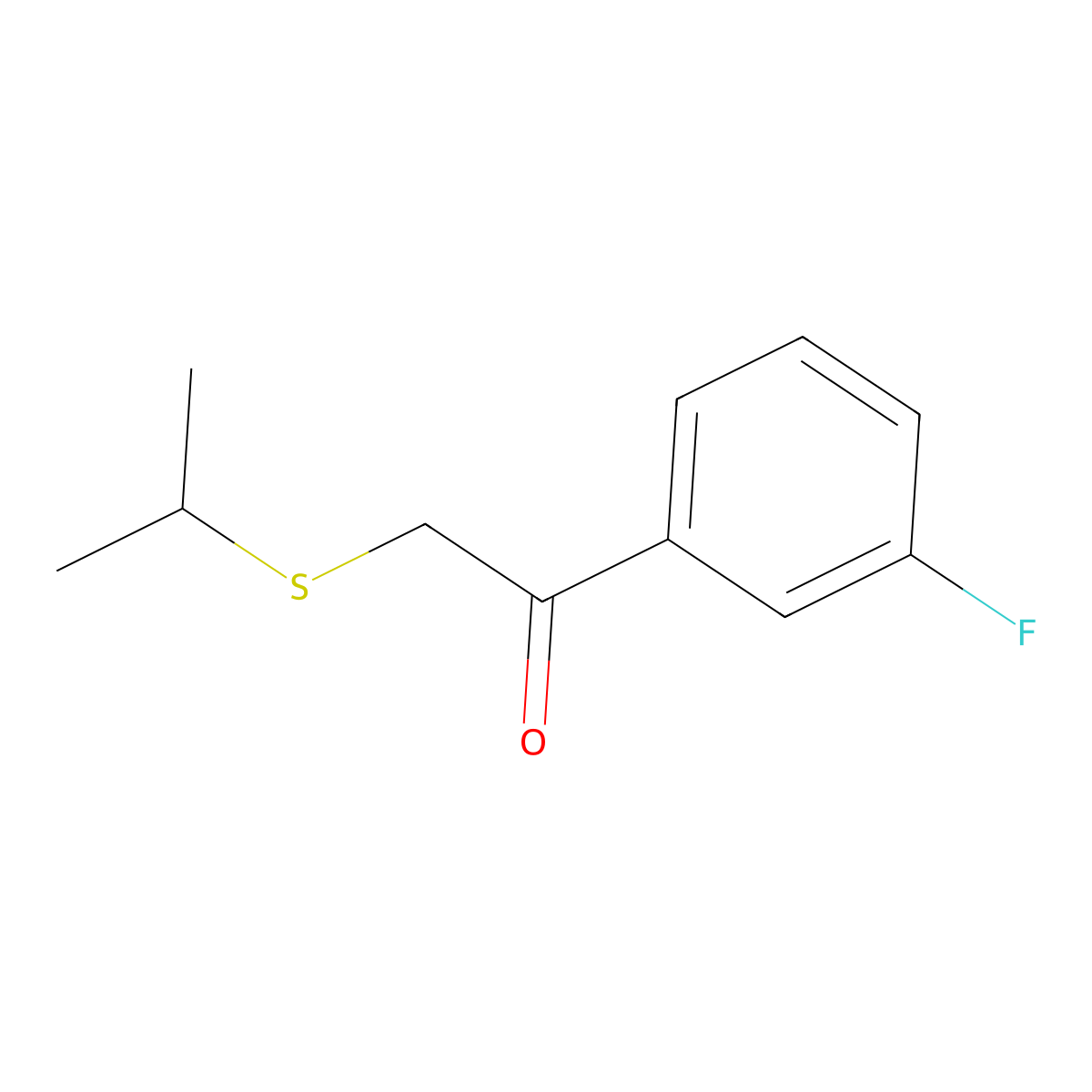 1-(3-Fluorophenyl)-2-(isopropylthio)ethan-1-one molecular structure, CAS 1178645-35-6