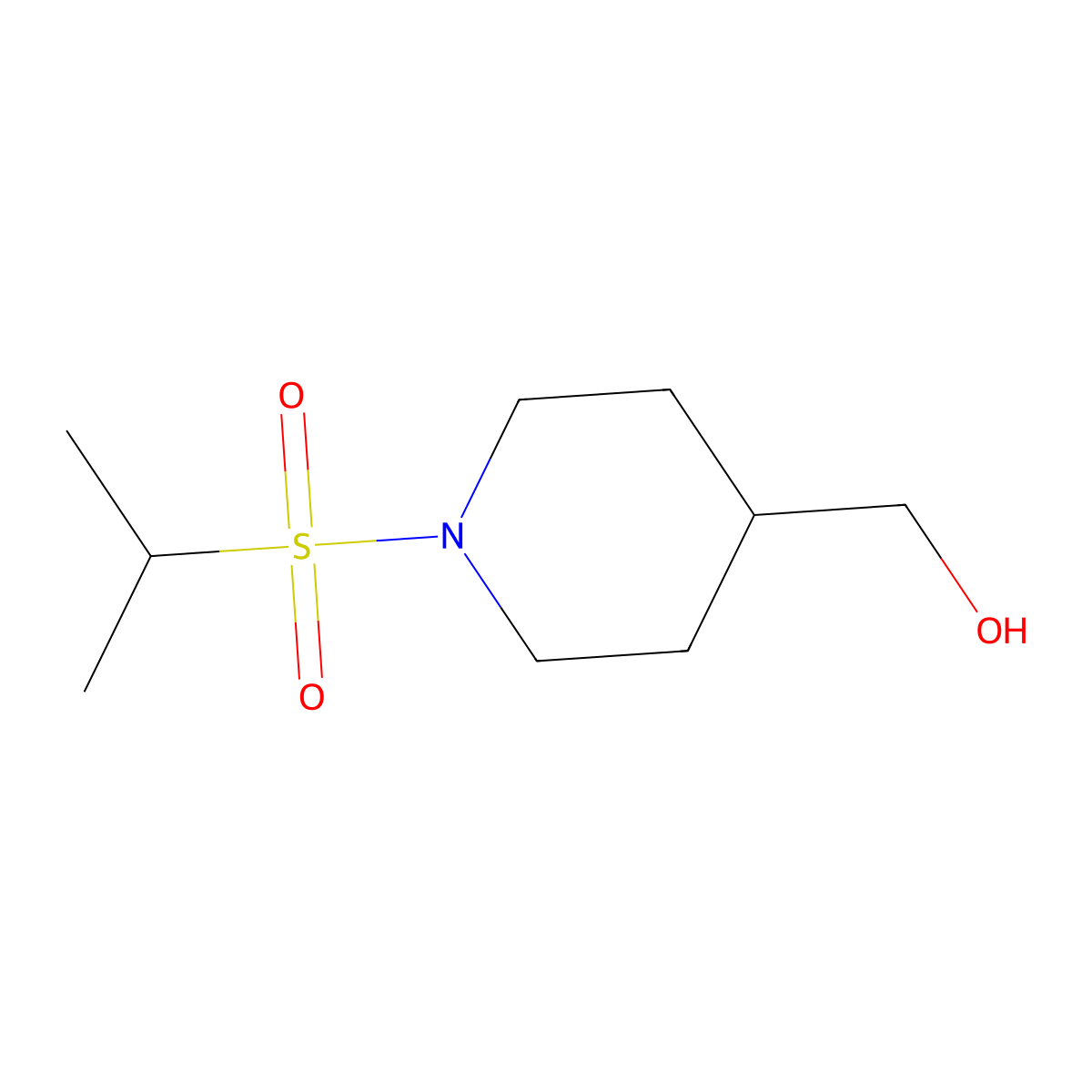 [1-(Propane-2-sulfonyl)-piperidin-4-yl]-methanol molecular structure, CAS 1178653-66-1