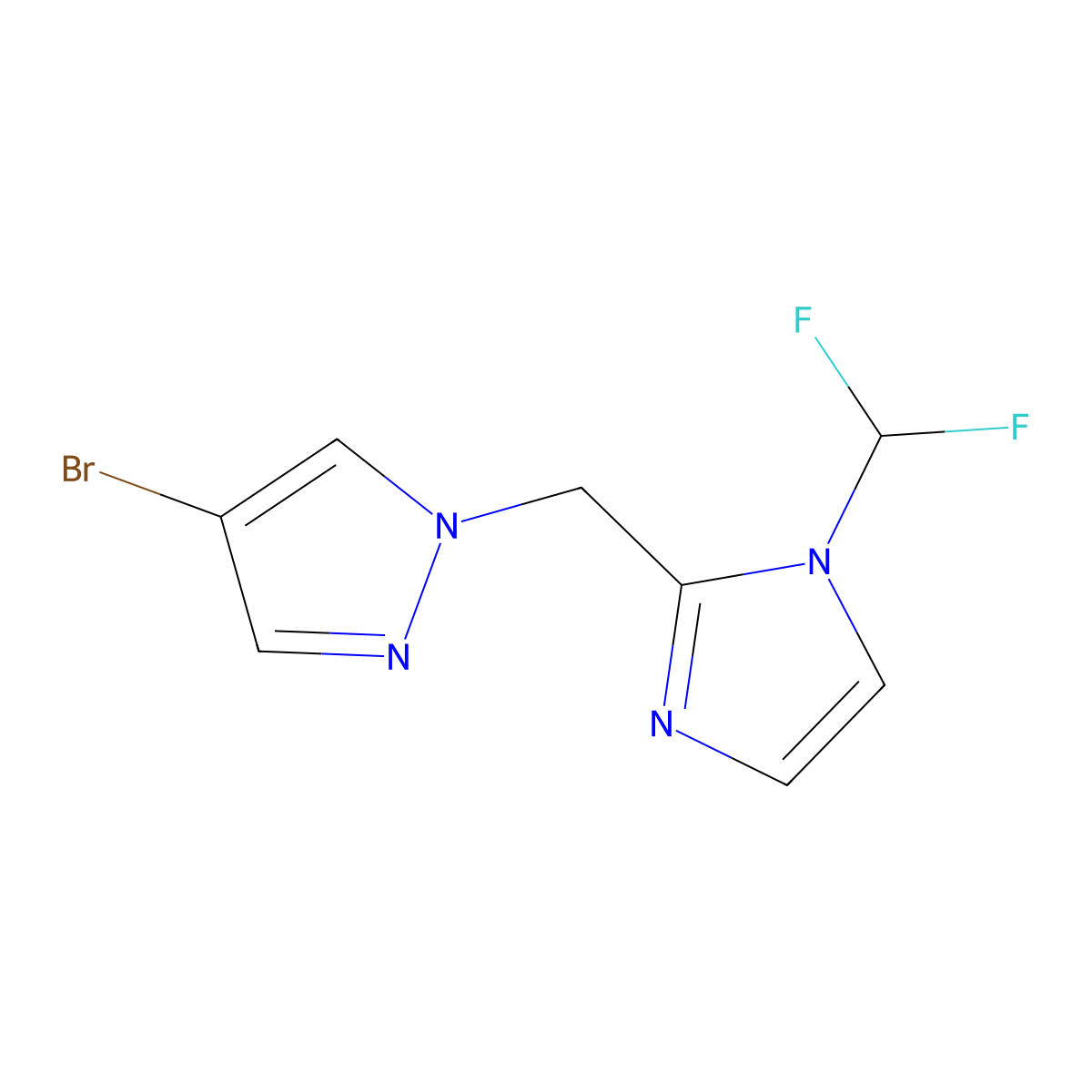 2-[(4-bromo-1H-pyrazol-1-yl)methyl]-1-(difluoromethyl)-1H-imidazole molecular structure, CAS 1178659-97-6