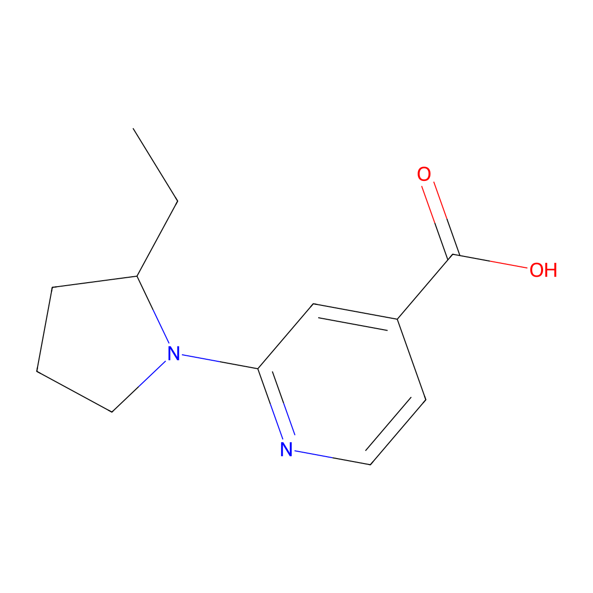 2-(2-Ethylpyrrolidin-1-yl)pyridine-4-carboxylic acid molecular structure, CAS 1178660-58-6