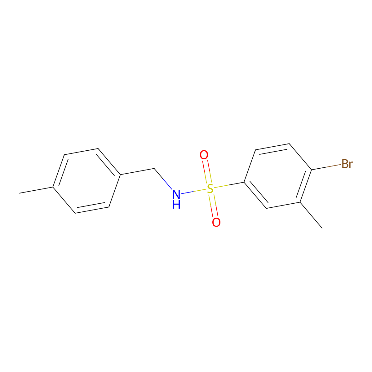 4-bromo-3-methyl-N-(4-methylbenzyl)benzenesulfonamide molecular structure, CAS 1178662-89-9