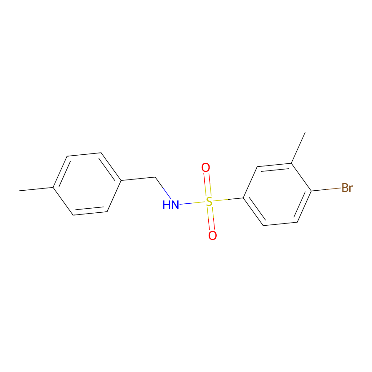 4-bromo-3-methyl-N-(4-methylbenzyl)benzenesulfonamide molecular structure, CAS 1178662-89-9