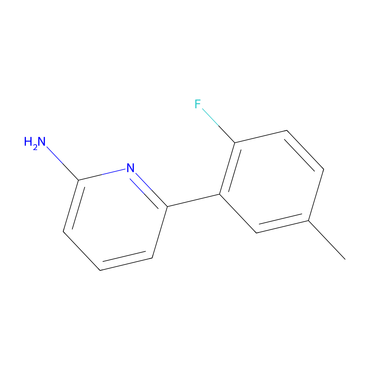 6-(2-Fluoro-5-methylphenyl)-2-pyridinamine molecular structure, CAS 1178663-38-1
