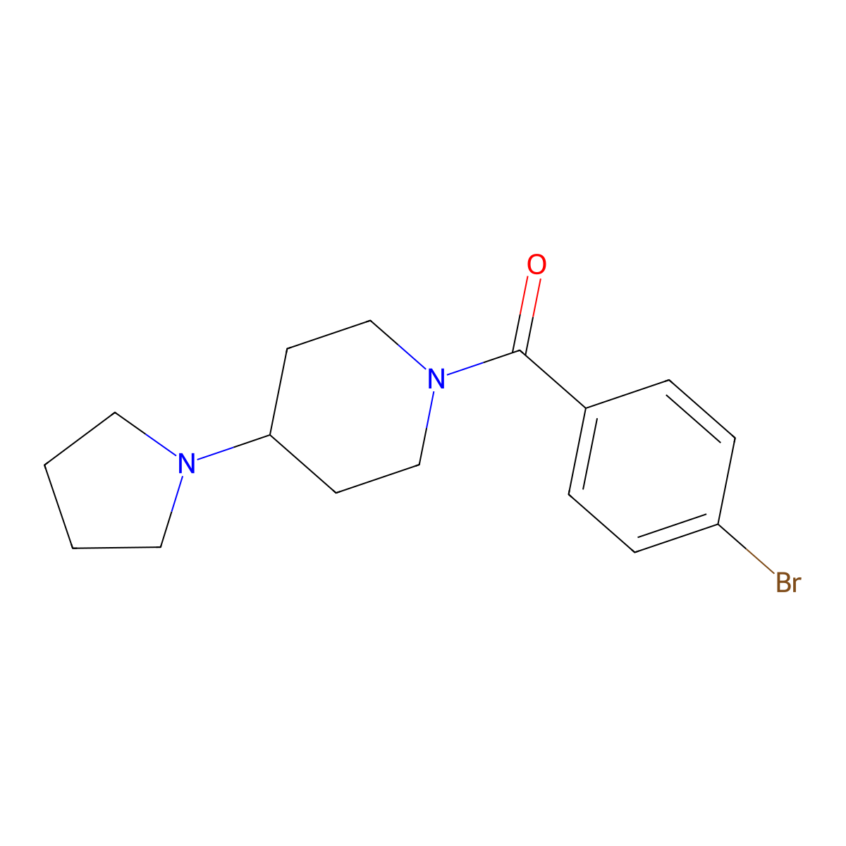 (4-Bromophenyl)(4-(pyrrolidin-1-yl)piperidin-1-yl)methanone molecular structure, CAS 1178668-74-0
