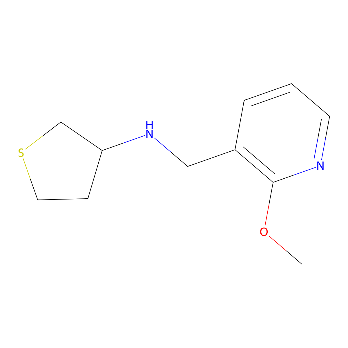 N-[(2-methoxypyridin-3-yl)methyl]thiolan-3-amine molecular structure, CAS 1178672-73-5