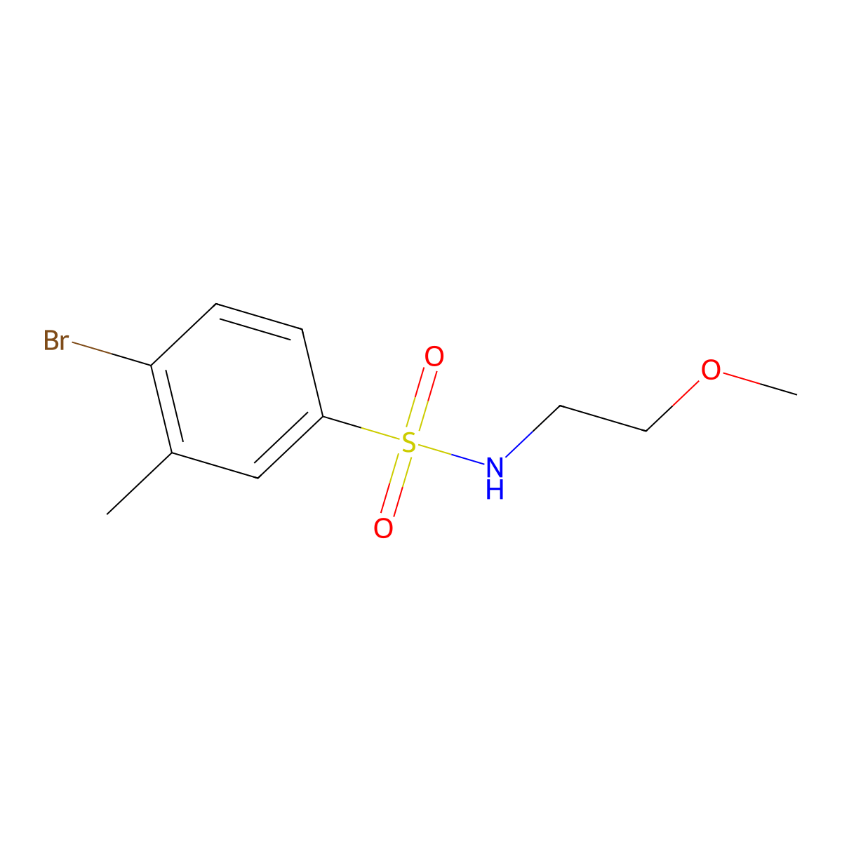 4-bromo-N-(2-methoxyethyl)-3-methylbenzenesulfonamide molecular structure, CAS 1178674-96-8