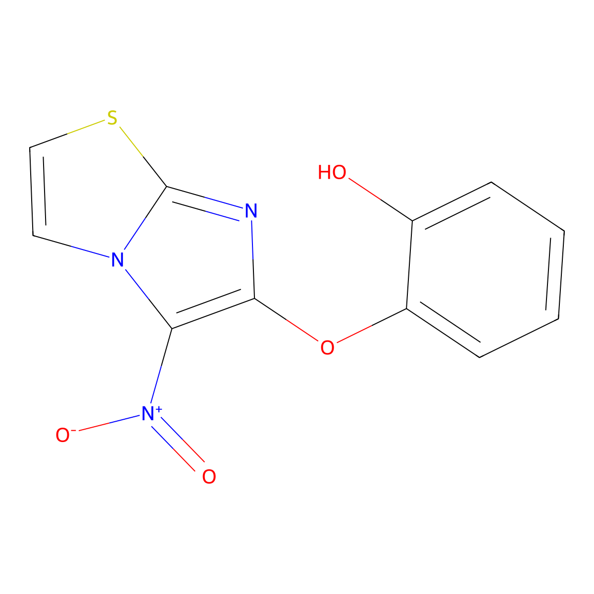 2-({5-Nitroimidazo[2,1-b][1,3]thiazol-6-yl}oxy)phenol molecular structure, CAS 1178675-00-7
