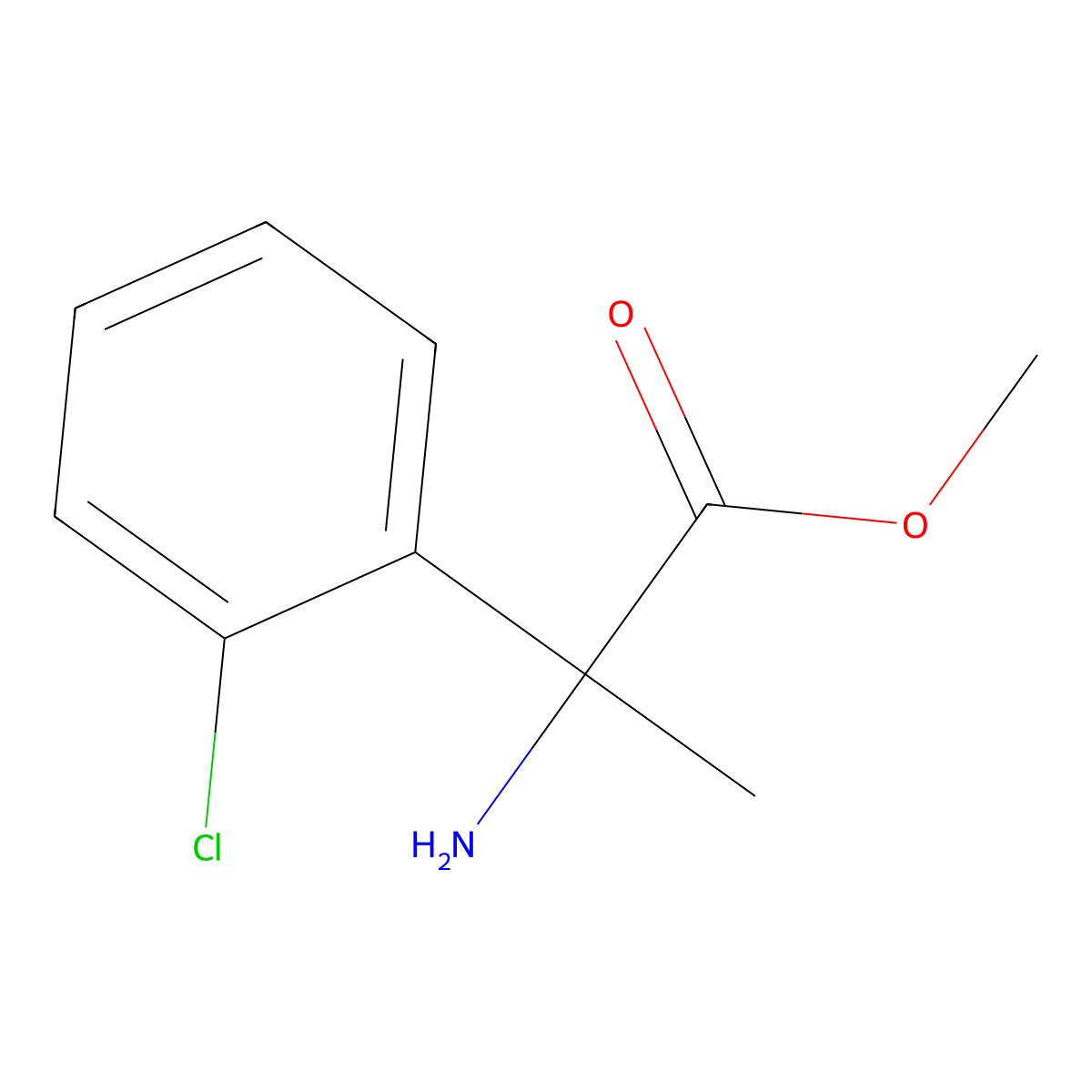 Methyl 2-amino-2-(2-chlorophenyl)propanoate molecular structure, CAS 1178679-24-7