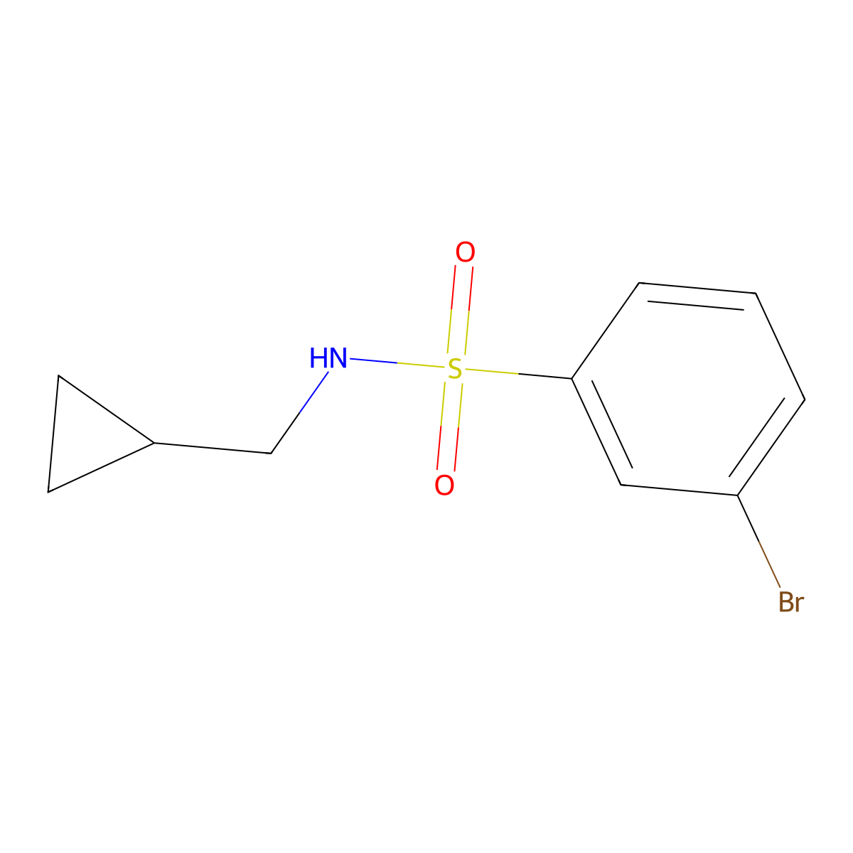 3-bromo-N-(cyclopropylmethyl)benzenesulfonamide molecular structure, CAS 1178682-66-0