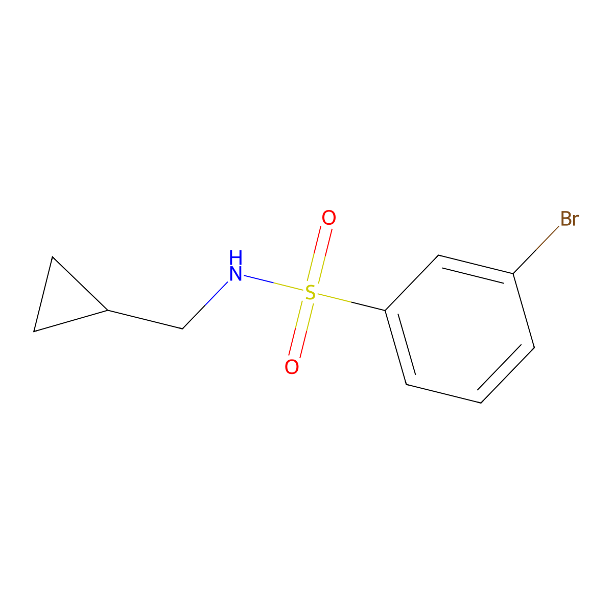 3-bromo-N-(cyclopropylmethyl)benzenesulfonamide molecular structure, CAS 1178682-66-0