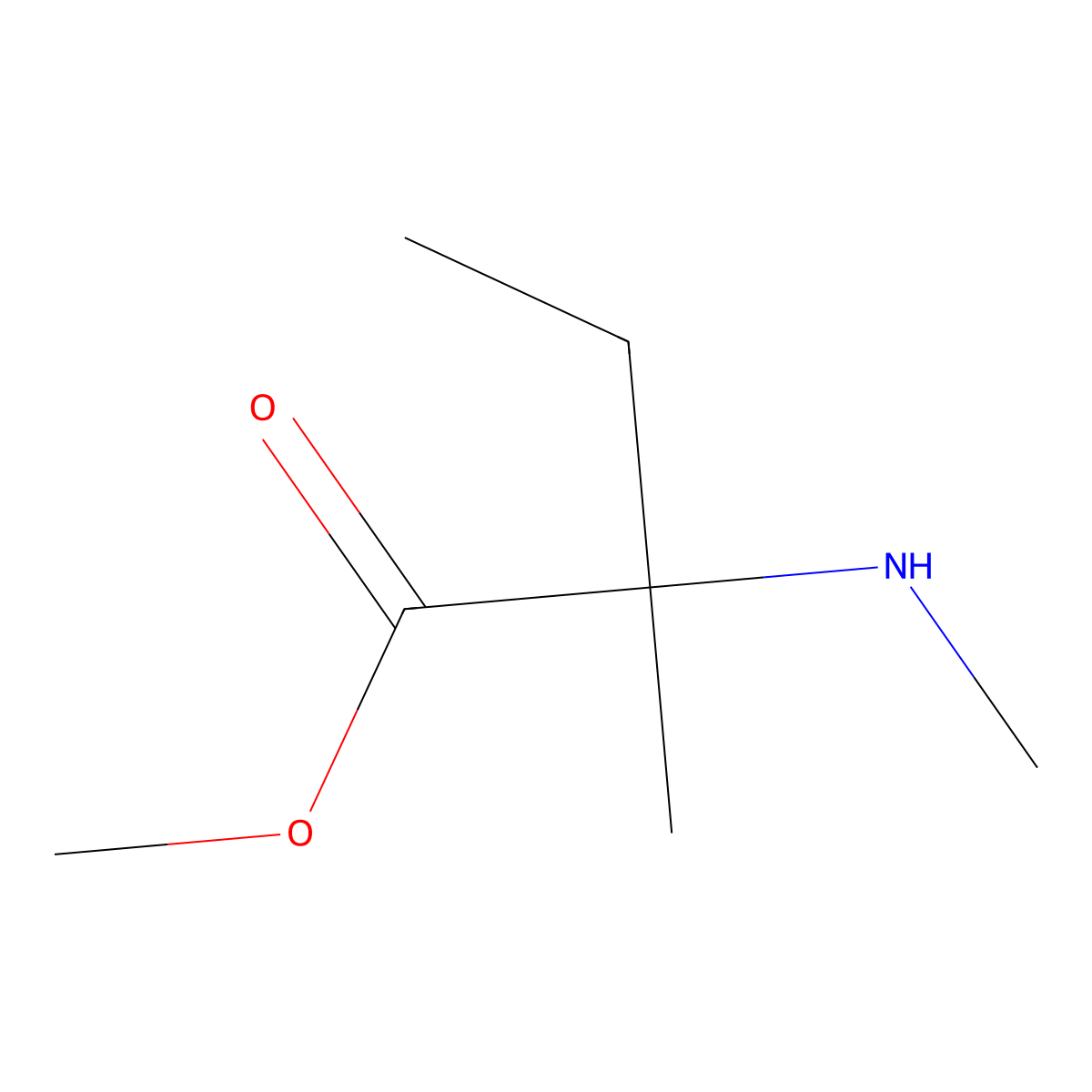 Methyl 2-methyl-2-(methylamino)butanoate molecular structure, CAS 1178689-79-6