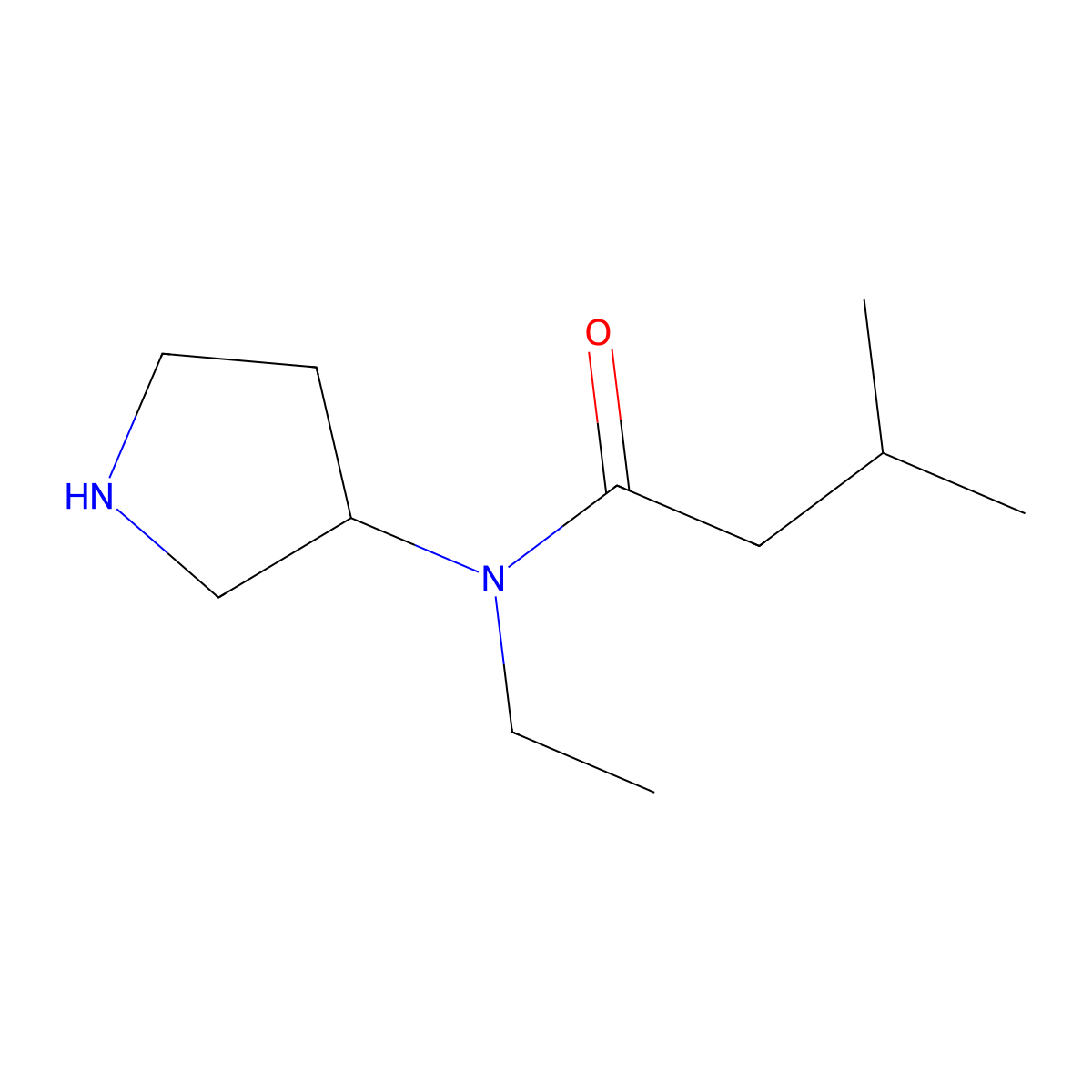 n-Ethyl-3-methyl-N-(pyrrolidin-3-yl)butanamide molecular structure, CAS 1178703-36-0