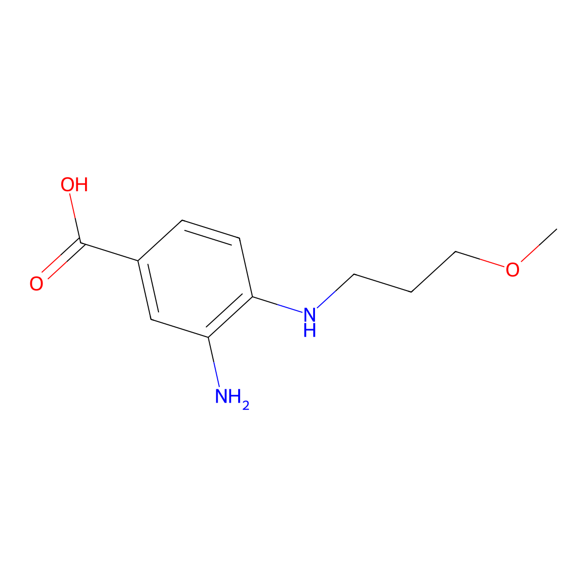 3-Amino-4-[(3-methoxypropyl)amino]benzoic acid molecular structure, CAS 1178706-44-9