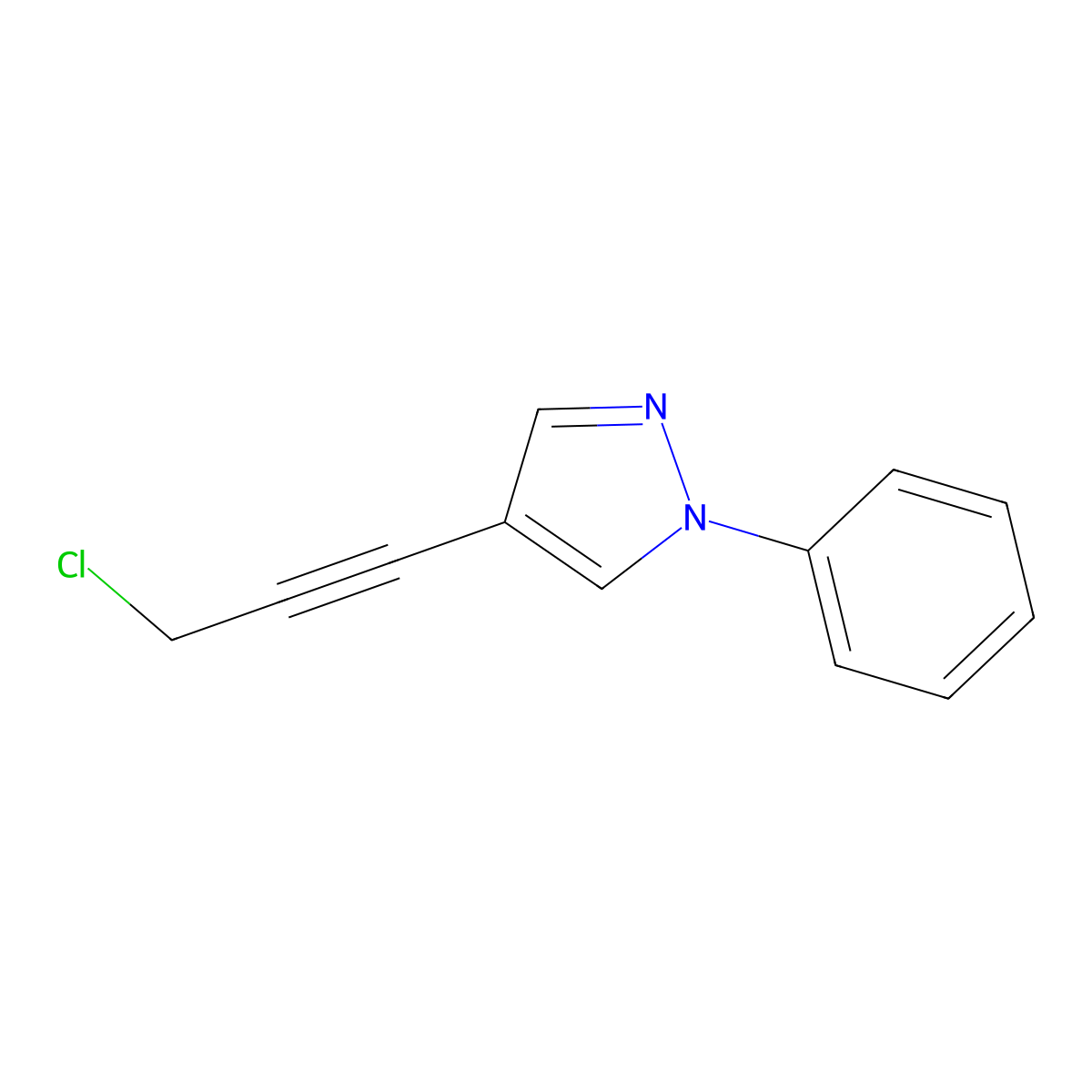 4-(3-chloroprop-1-yn-1-yl)-1-phenyl-1H-pyrazole molecular structure, CAS 1178712-99-6