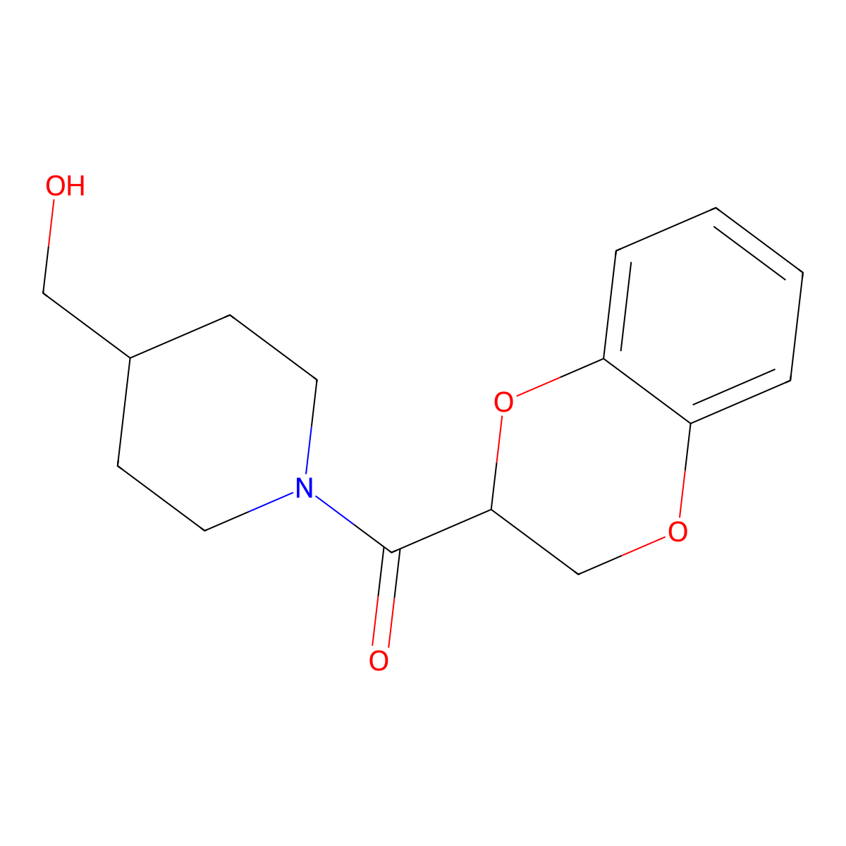 (2,3-Dihydrobenzo[b][1,4]dioxin-2-yl)(4-(hydroxymethyl)piperidin-1-yl)methanone molecular structure, CAS 1178713-03-5