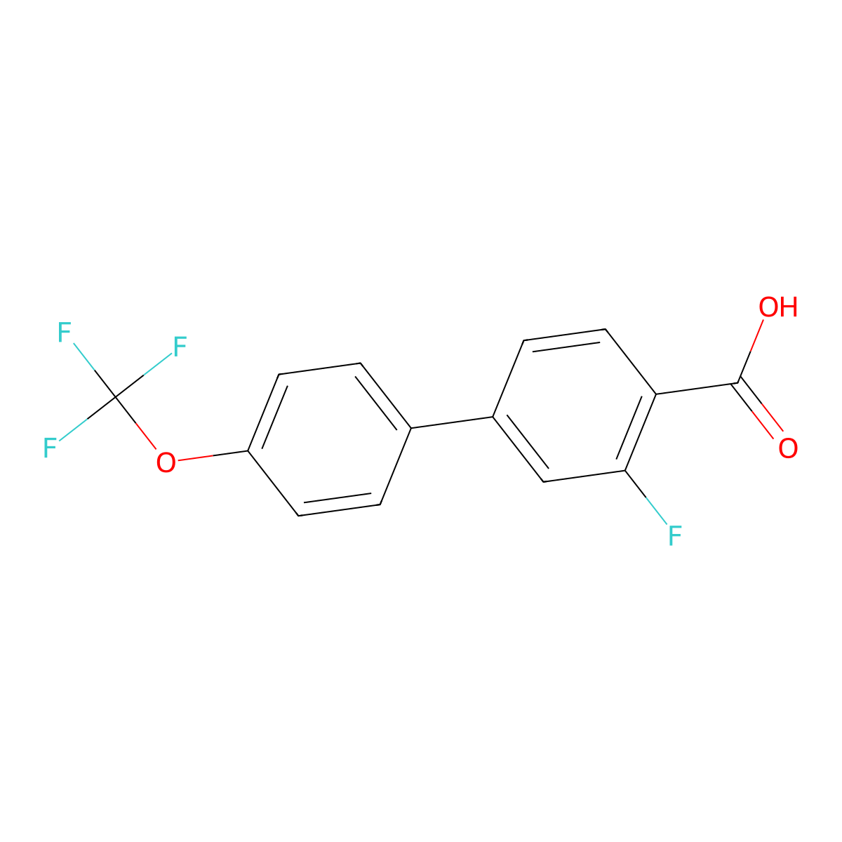 2-Fluoro-4-(4-trifluoromethoxyphenyl)benzoic acid molecular structure, CAS 1178720-03-0