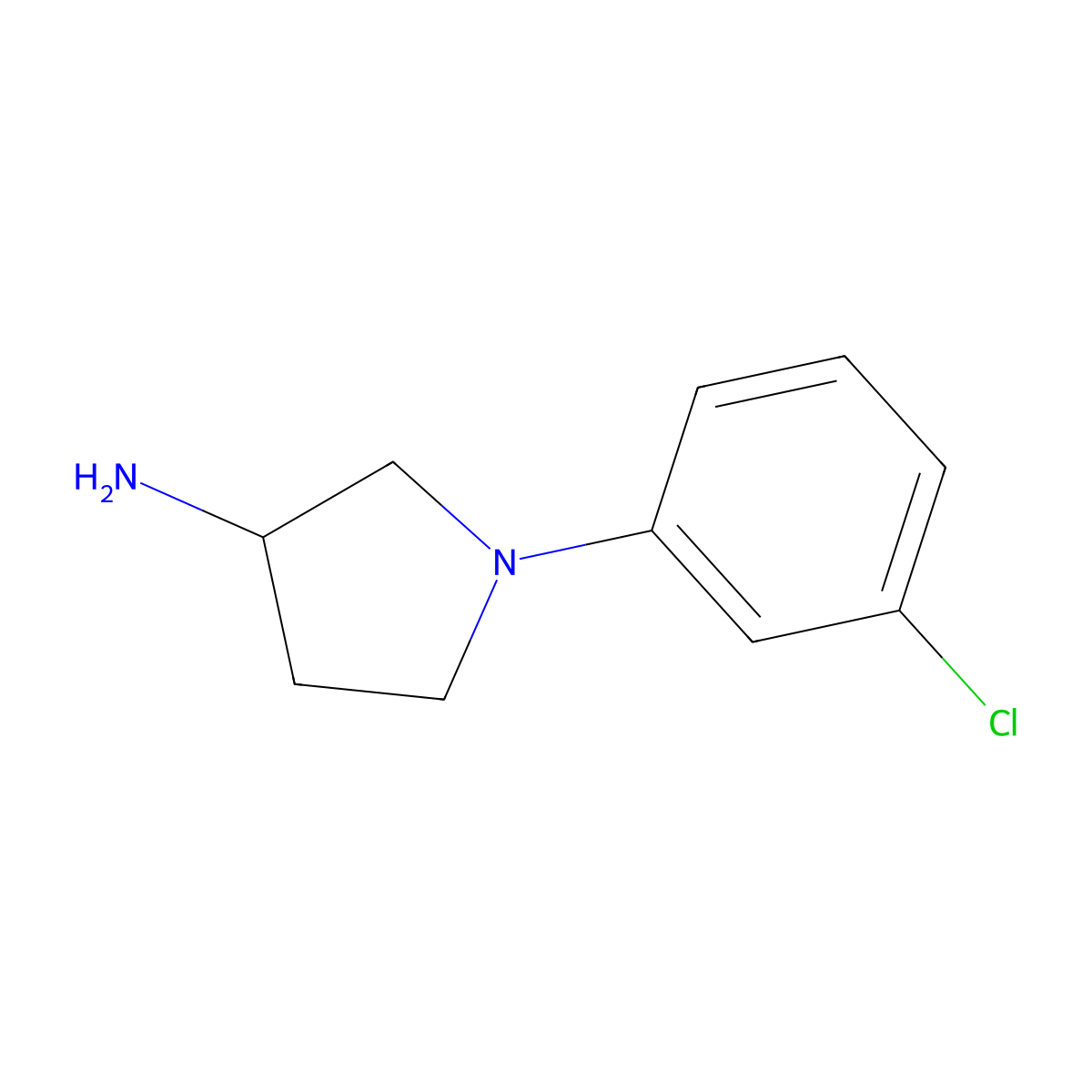 1-(3-Chlorophenyl)pyrrolidin-3-amine molecular structure, CAS 1178748-87-2