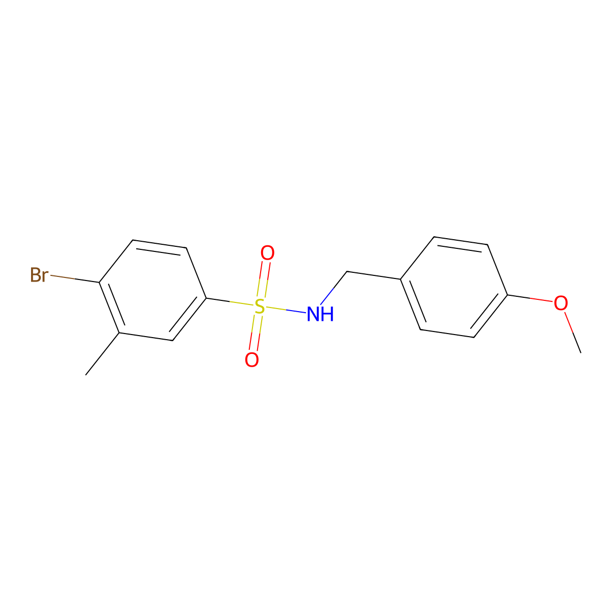 4-bromo-N-(4-methoxybenzyl)-3-methylbenzenesulfonamide molecular structure, CAS 1178749-06-8