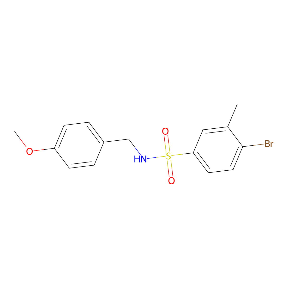 4-bromo-N-(4-methoxybenzyl)-3-methylbenzenesulfonamide molecular structure, CAS 1178749-06-8