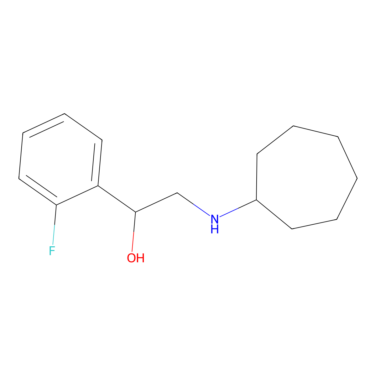 2-(Cycloheptylamino)-1-(2-fluorophenyl)ethan-1-ol molecular structure, CAS 1178752-20-9