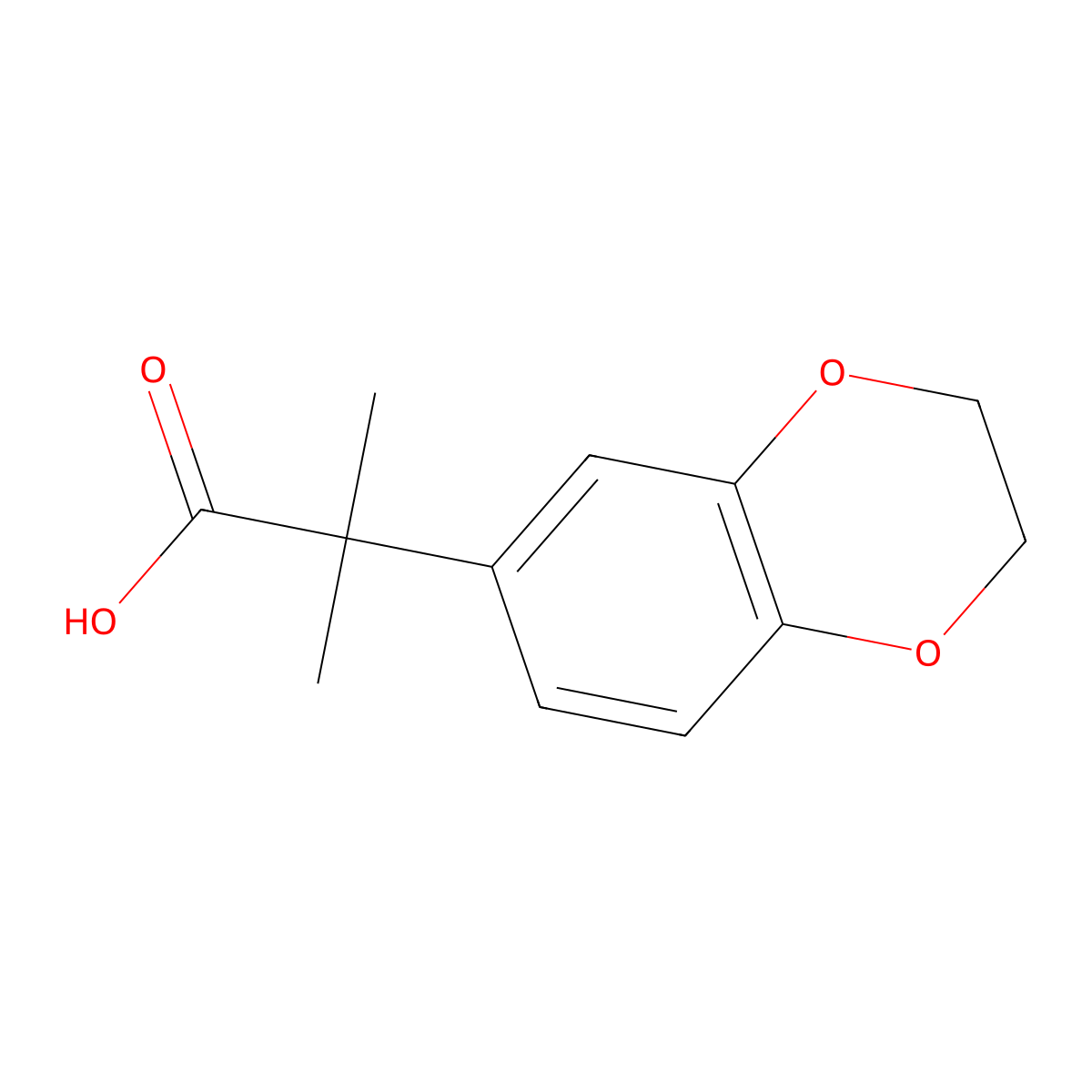 2-(2,3-Dihydro-1,4-benzodioxin-6-yl)-2-methylpropanoic acid molecular structure, CAS 1178765-70-2