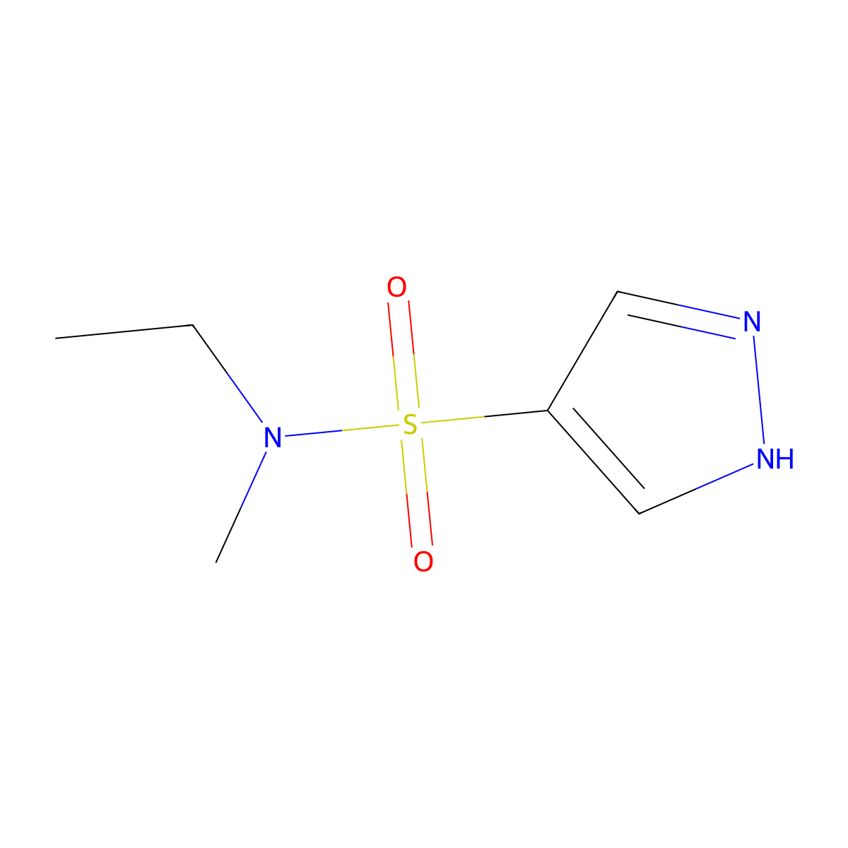 N-ethyl-N-methyl-1H-pyrazole-4-sulfonamide molecular structure, CAS 1178766-02-3