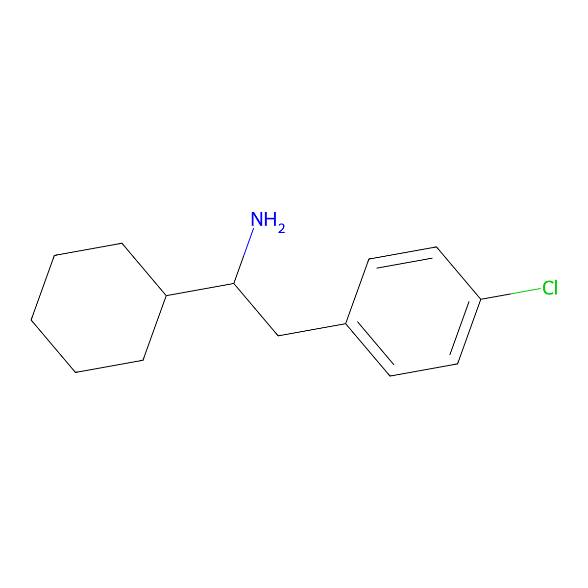 2-(4-Chlorophenyl)-1-cyclohexylethan-1-amine molecular structure, CAS 1178766-30-7