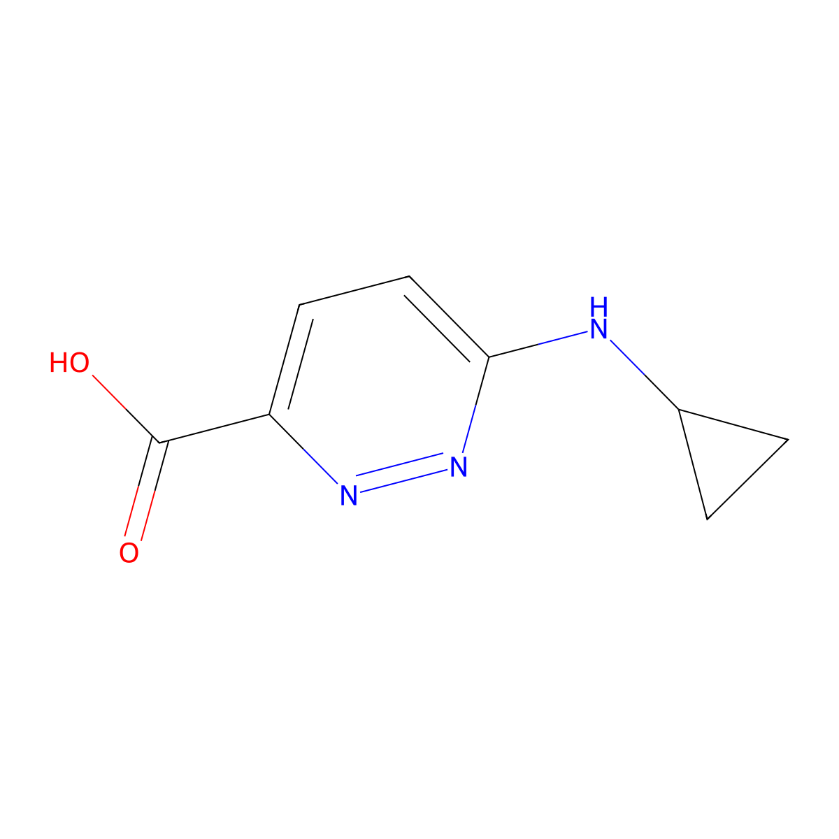6-(Cyclopropylamino)pyridazine-3-carboxylic acid molecular structure, CAS 1178768-37-0