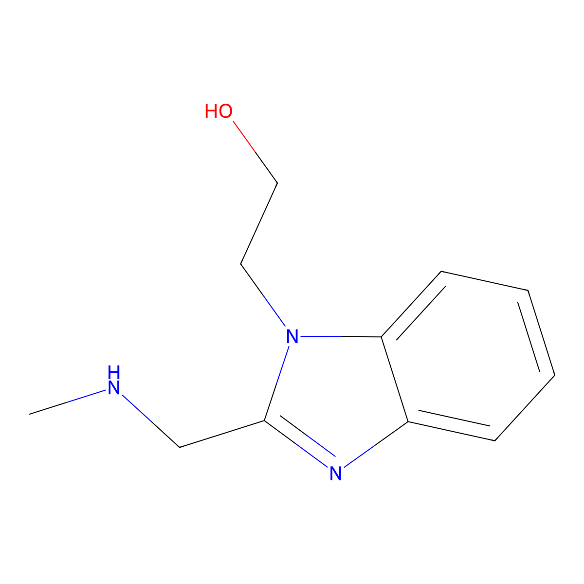 2-{2-[(methylamino)methyl]-1H-1,3-benzodiazol-1-yl}ethan-1-ol molecular structure, CAS 1178784-06-9