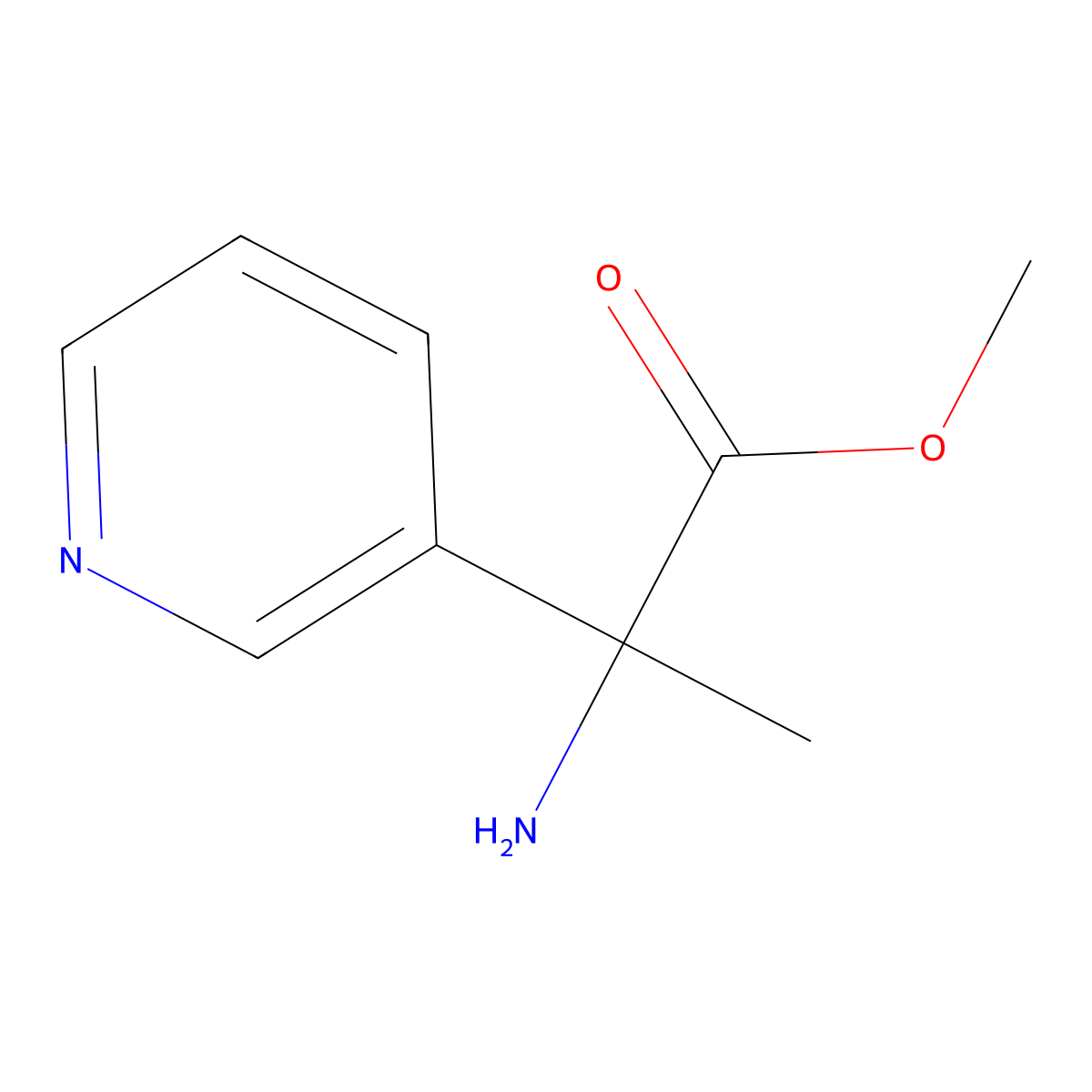 Methyl 2-amino-2-(pyridin-3-yl)propanoate molecular structure, CAS 1178786-39-4