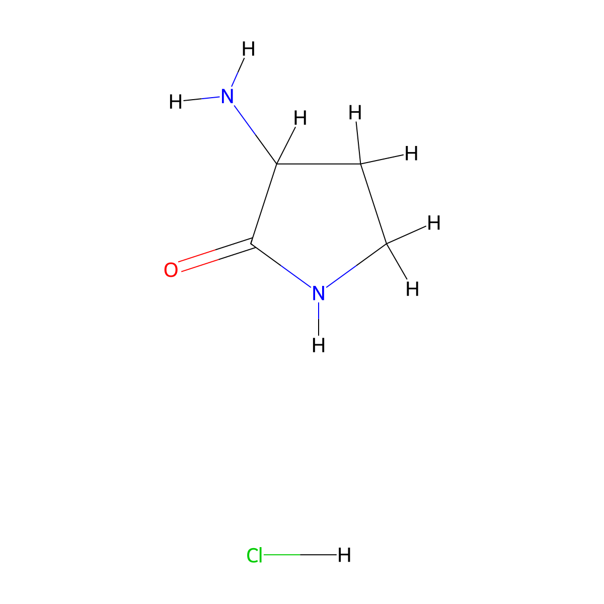 3-Aminopyrrolidin-2-one hydrochloride molecular structure, CAS 117879-49-9