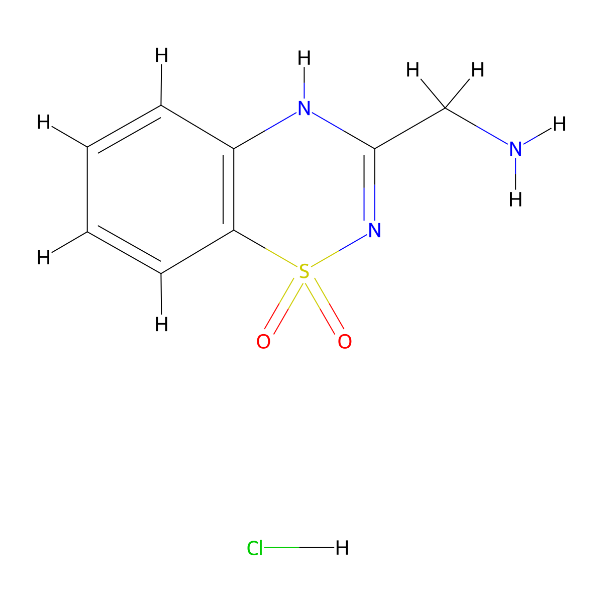 3-(aminomethyl)-4H-1lambda6,2,4-benzothiadiazine-1,1-dione hydrochloride molecular structure, CAS 117879-59-1