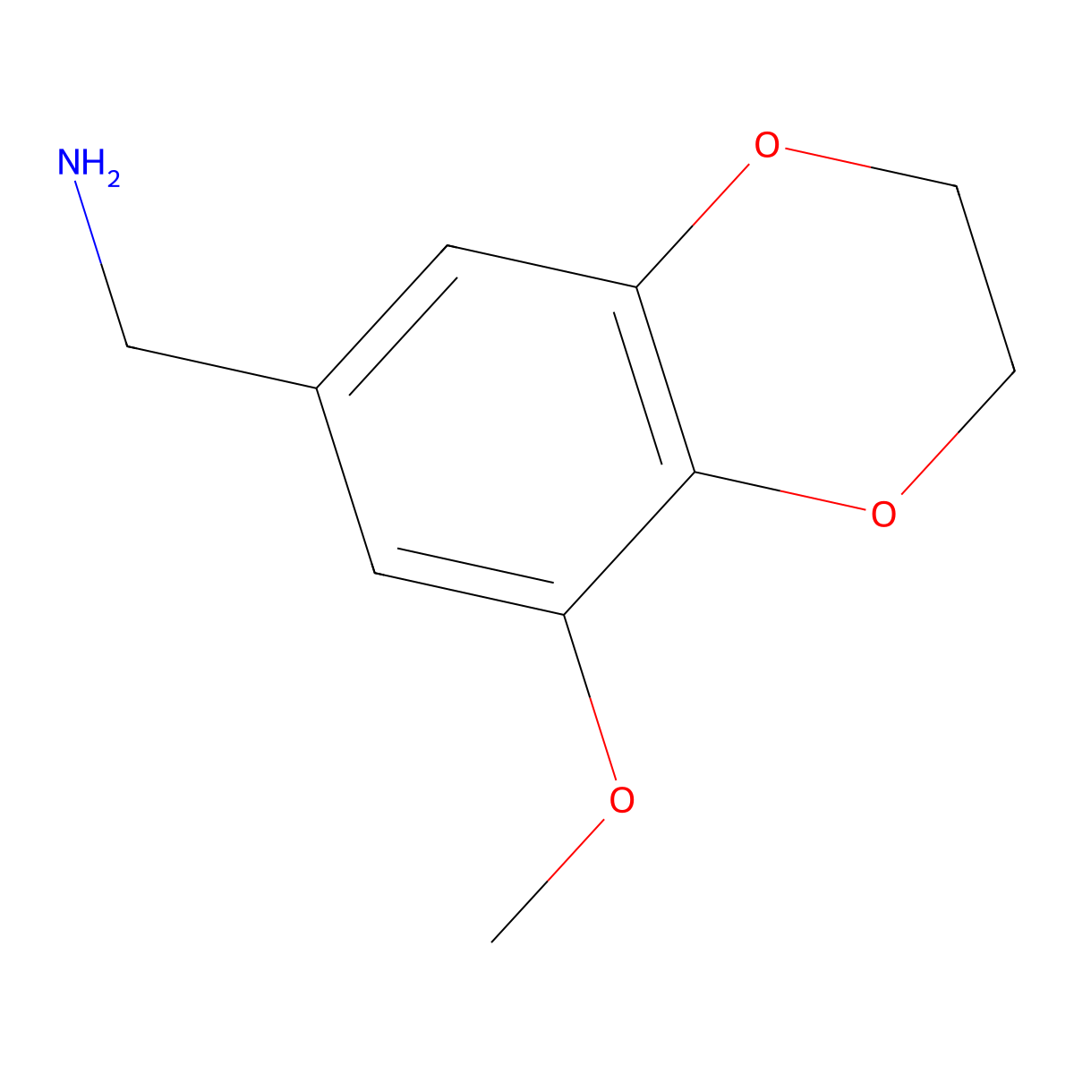 (8-Methoxy-2,3-dihydrobenzo[b][1,4]dioxin-6-yl)methanamine molecular structure, CAS 1178792-13-6