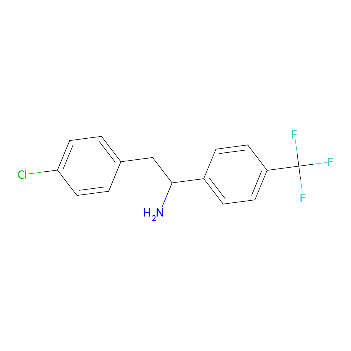 2-(4-Chlorophenyl)-1-[4-(trifluoromethyl)phenyl]ethan-1-amine molecular structure, CAS 1178799-27-3
