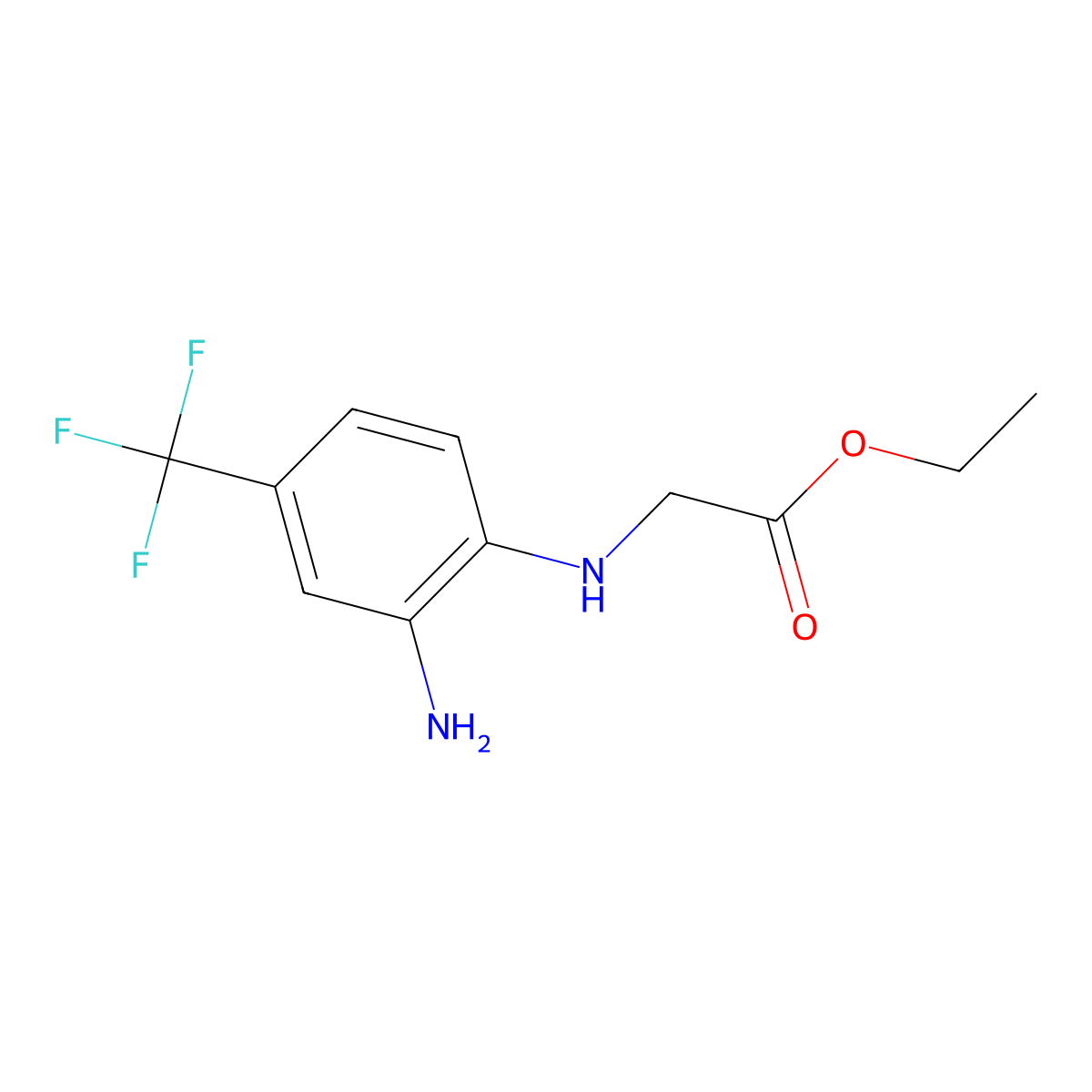 Ethyl 2-{[2-amino-4-(trifluoromethyl)phenyl]amino}acetate molecular structure, CAS 1178799-62-6