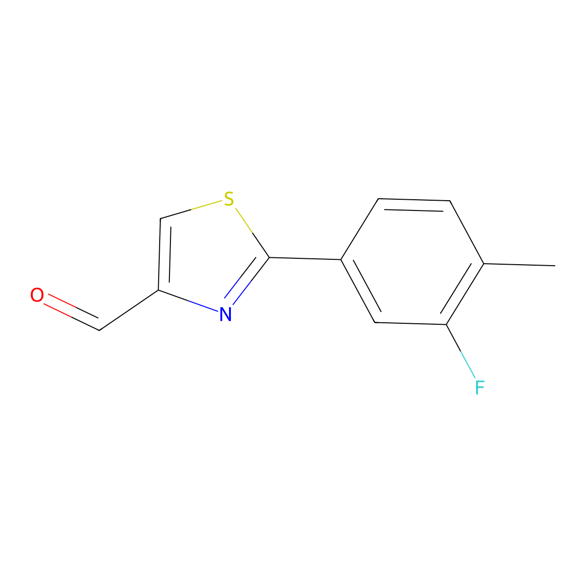 2-(3-Fluoro-4-methylphenyl)thiazole-4-carbaldehyde molecular structure, CAS 1178806-49-9