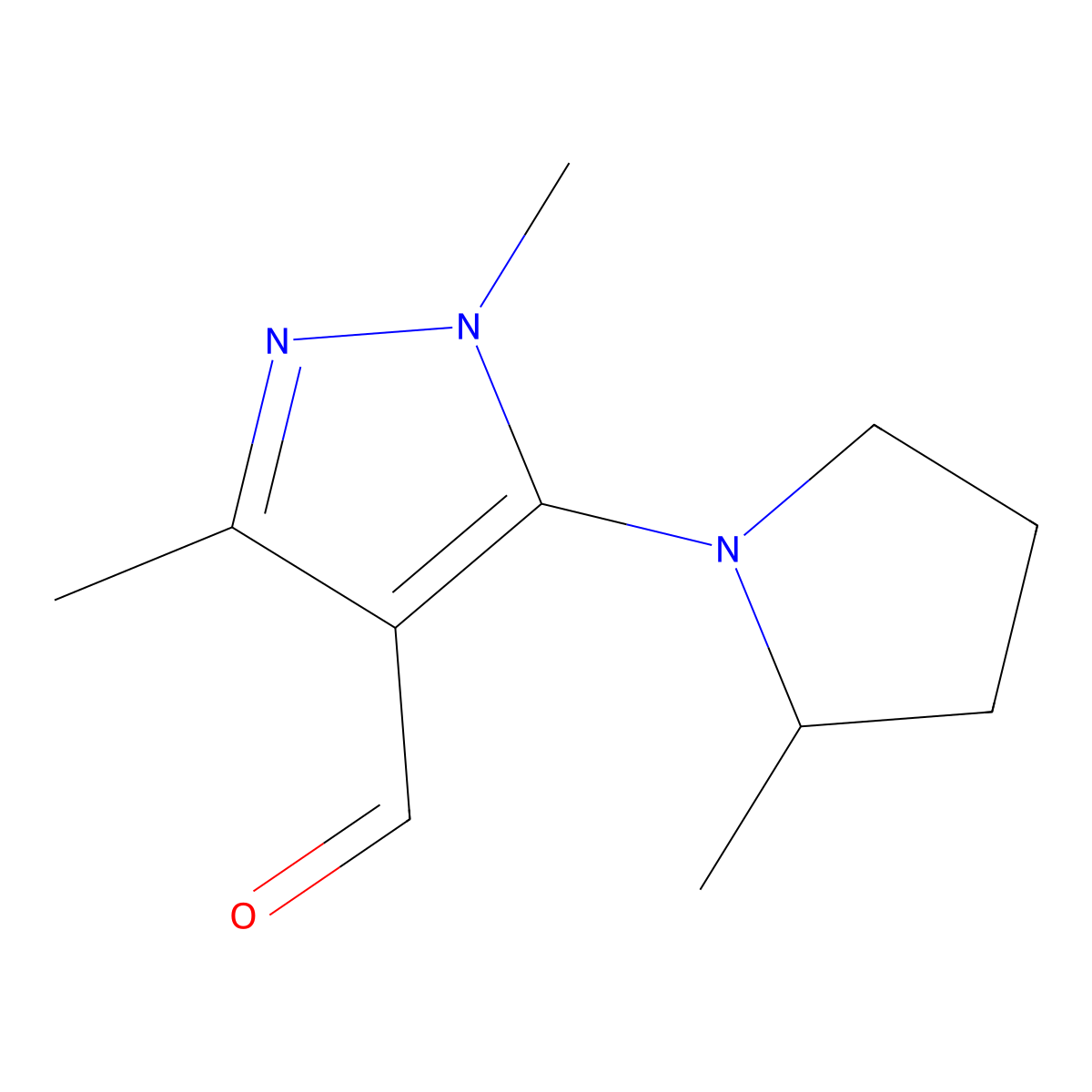 1,3-Dimethyl-5-(2-methylpyrrolidin-1-YL)-1H-pyrazole-4-carbaldehyde molecular structure, CAS 1178814-29-3