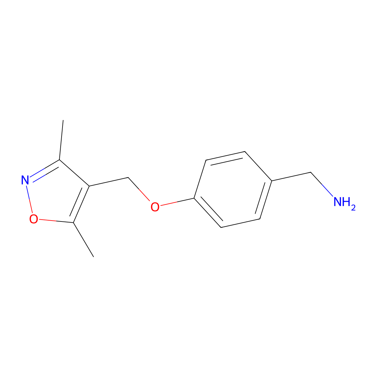 (4-((Dimethyl-1,2-oxazol-4-yl)methoxy)phenyl)methanamine molecular structure, CAS 1178816-89-1