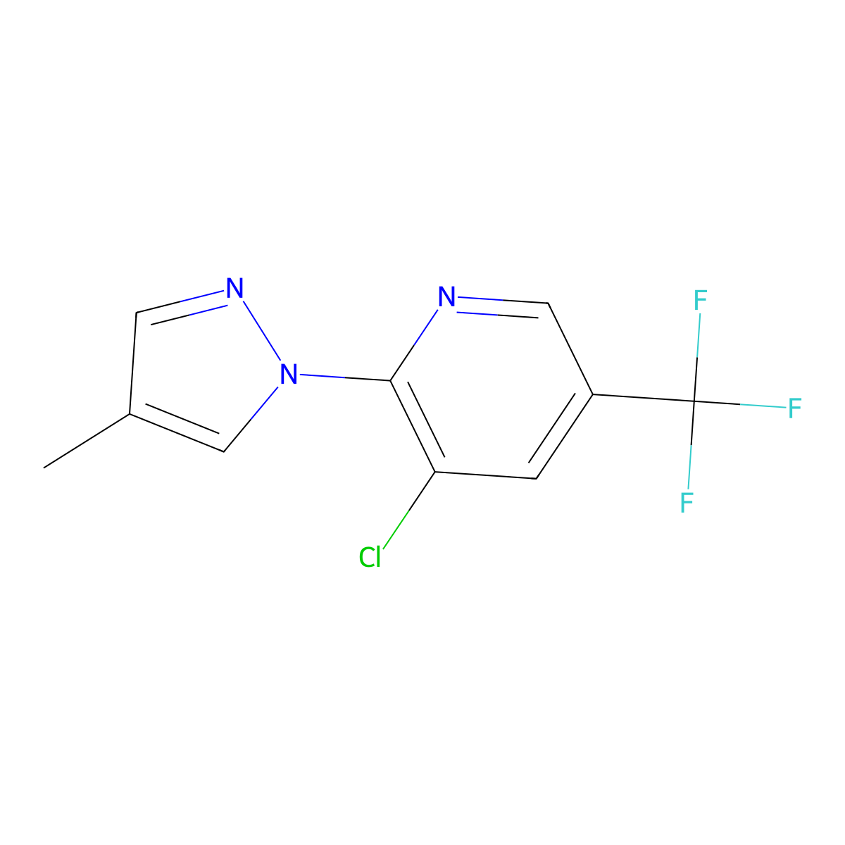 3-Chloro-2-(4-methylpyrazol-1-yl)-5-(trifluoromethyl)pyridine molecular structure, CAS 1178817-06-5