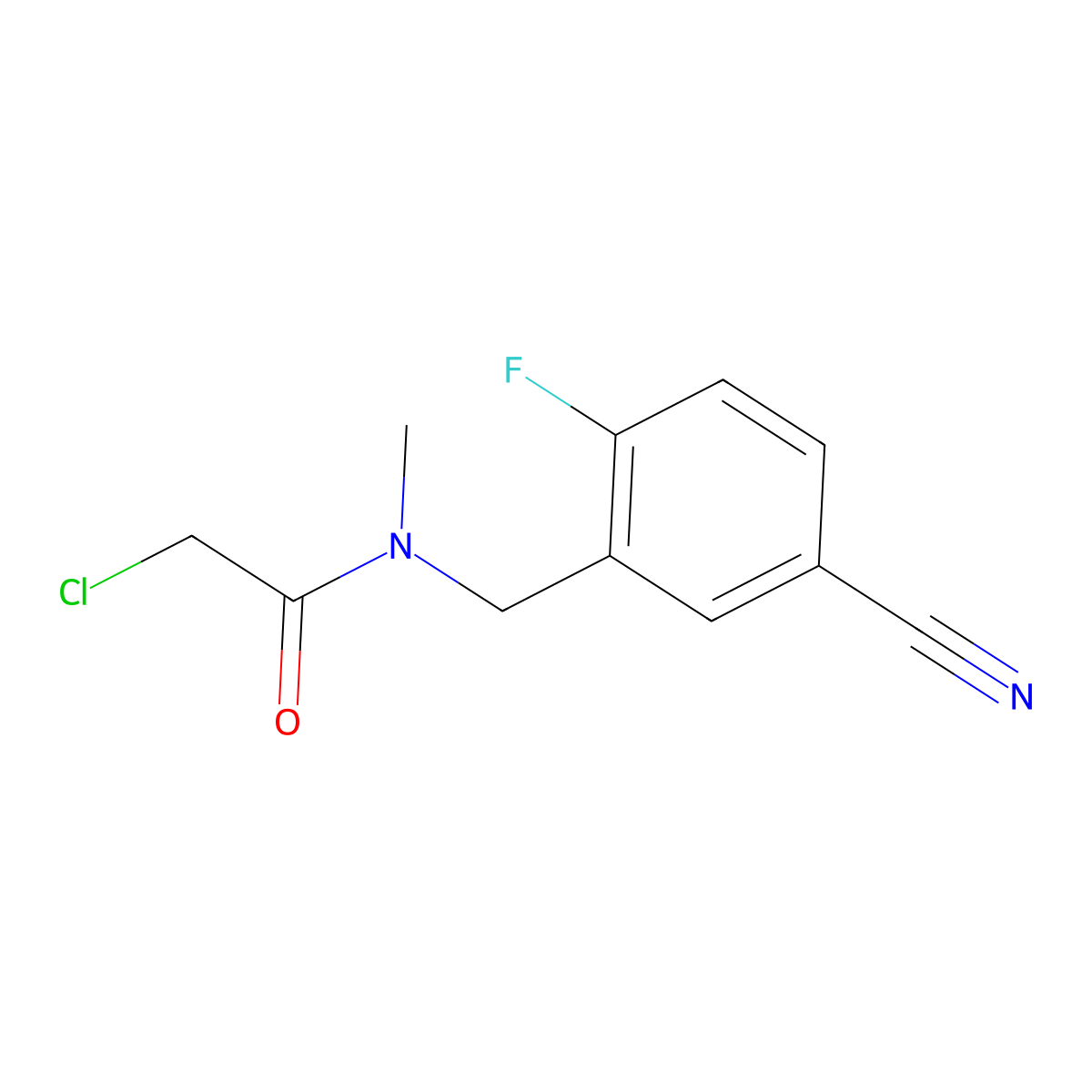 2-chloro-N-[(5-cyano-2-fluorophenyl)methyl]-N-methylacetamide molecular structure, CAS 1178818-50-2