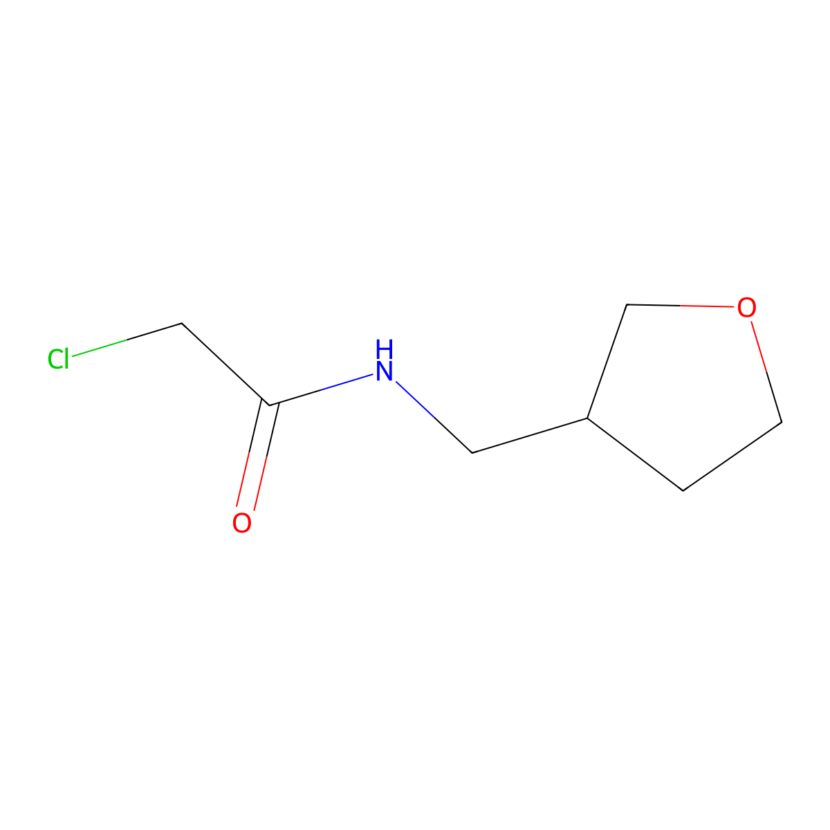 2-chloro-N-(oxolan-3-ylmethyl)acetamide molecular structure, CAS 1178828-45-9