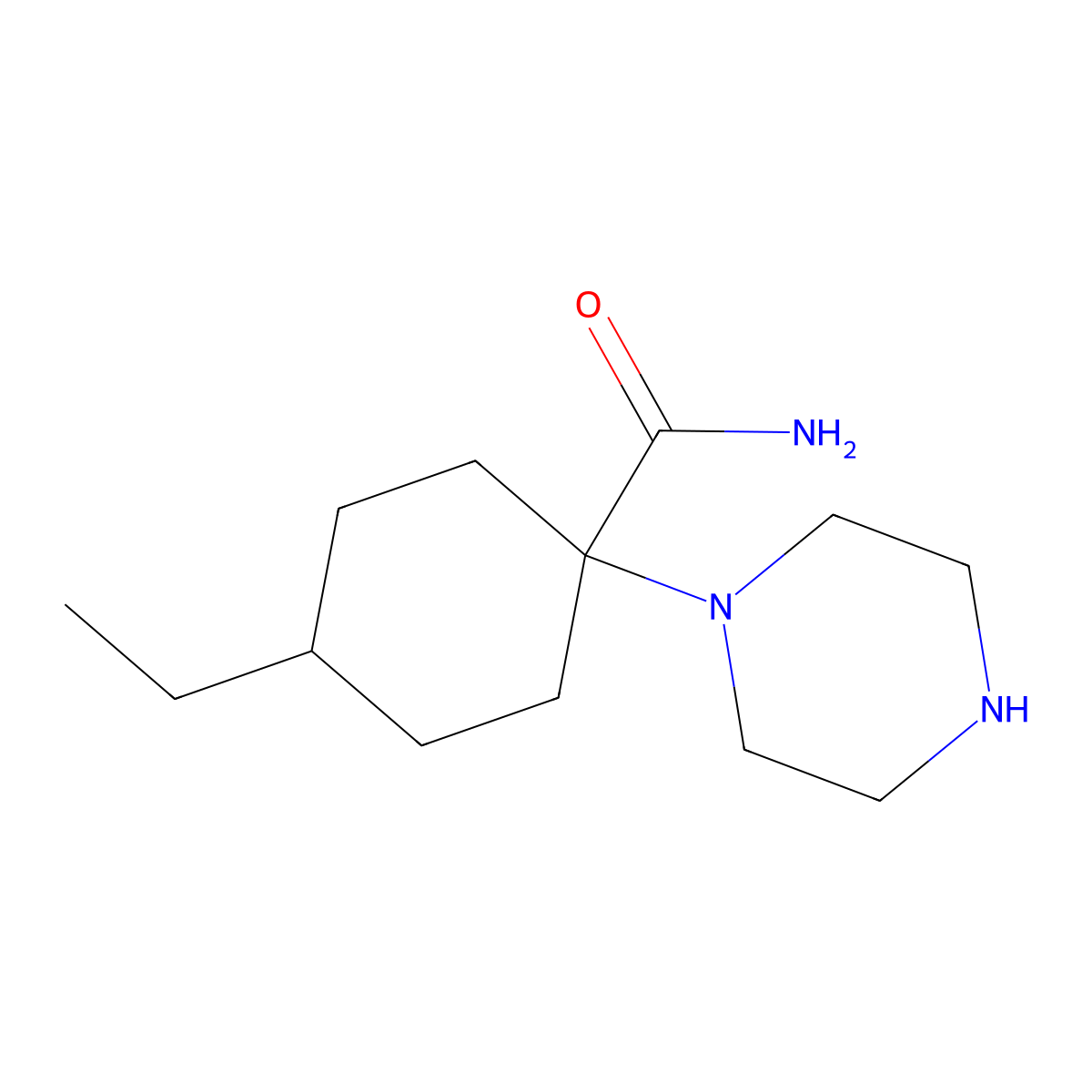 4-Ethyl-1-(piperazin-1-yl)cyclohexane-1-carboxamide molecular structure, CAS 1178835-92-1