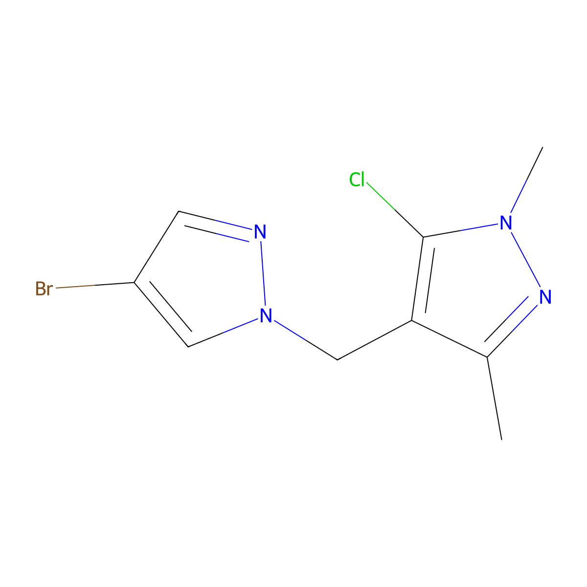 4-[(4-bromo-1H-pyrazol-1-yl)methyl]-5-chloro-1,3-dimethyl-1H-pyrazole molecular structure, CAS 1178837-32-5