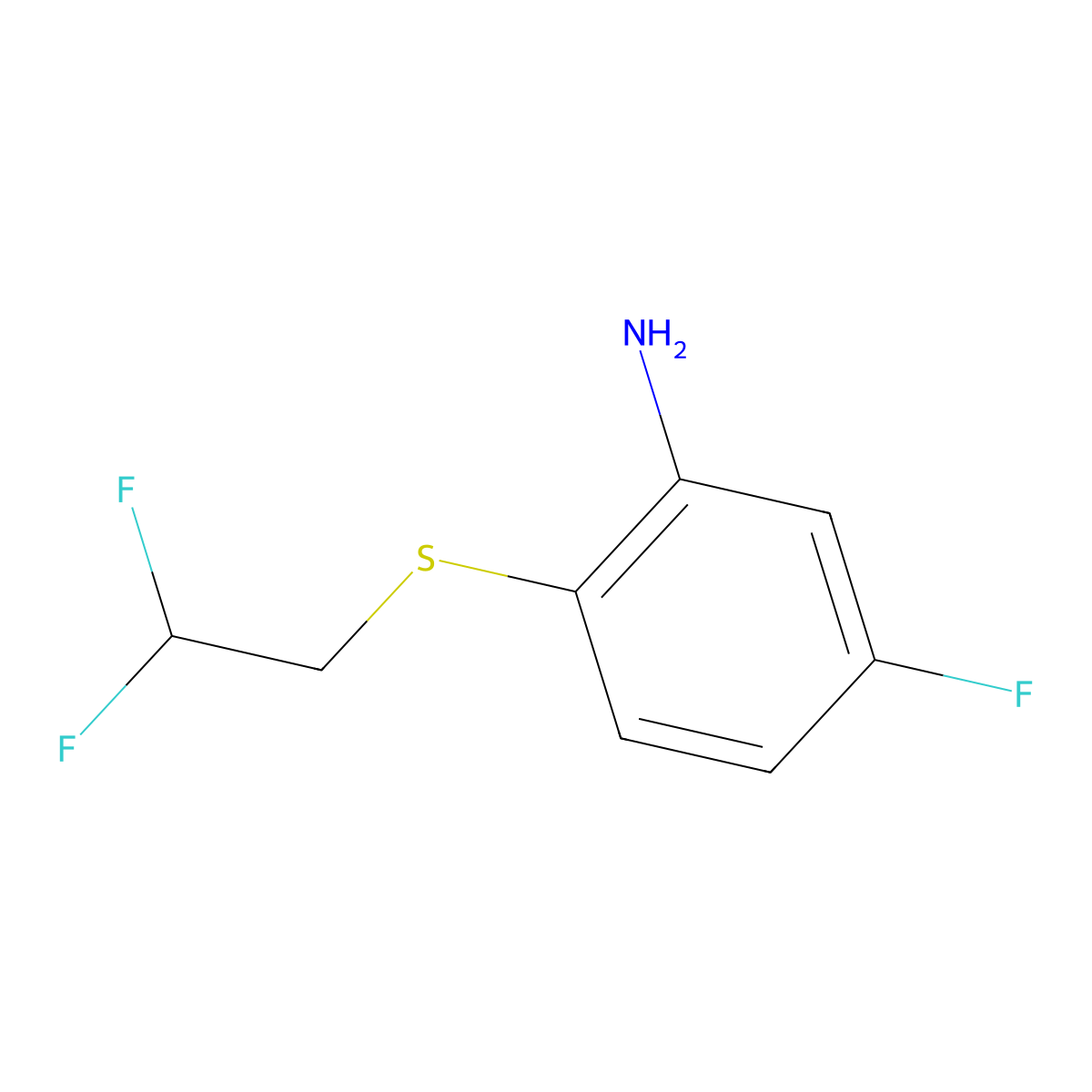 2-[(2,2-Difluoroethyl)sulfanyl]-5-fluoroaniline molecular structure, CAS 1178843-15-6