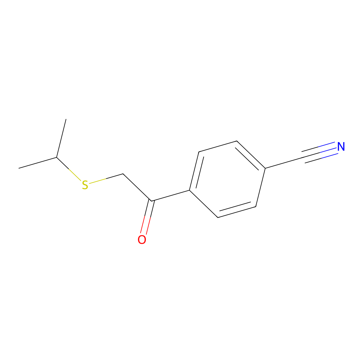 4-(2-(Isopropylthio)acetyl)benzonitrile molecular structure, CAS 1178851-59-6