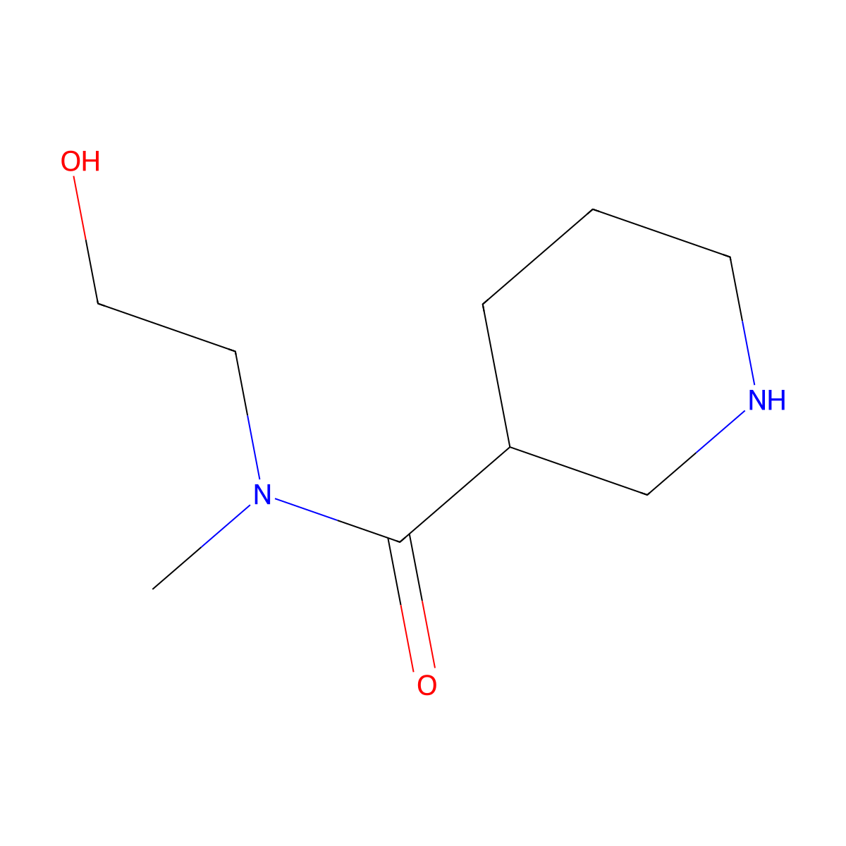 N-(2-hydroxyethyl)-N-methylpiperidine-3-carboxamide molecular structure, CAS 1178854-71-1