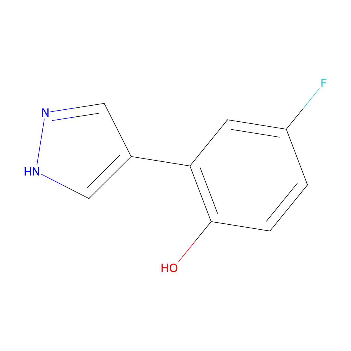 4-fluoro-2-(1H-pyrazol-4-yl)phenol molecular structure, CAS 1178858-38-2