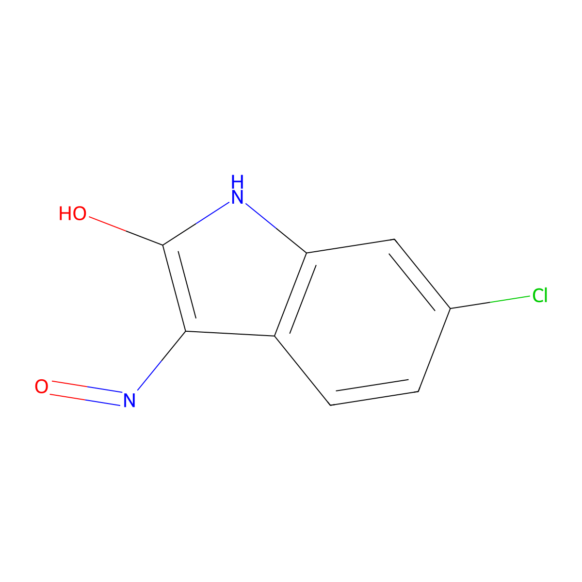 6-chloro-3-(hydroxyimino)-2,3-dihydro-1H-indol-2-one molecular structure, CAS 117886-84-7